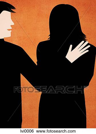 Stock Illustration - A man patting a woman on the back. Fotosearch