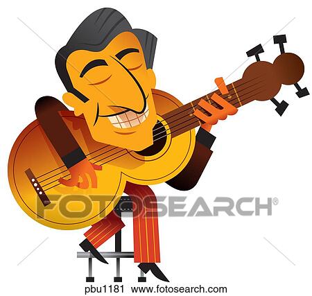 Clip Art - A man playing a guitar. Fotosearch
