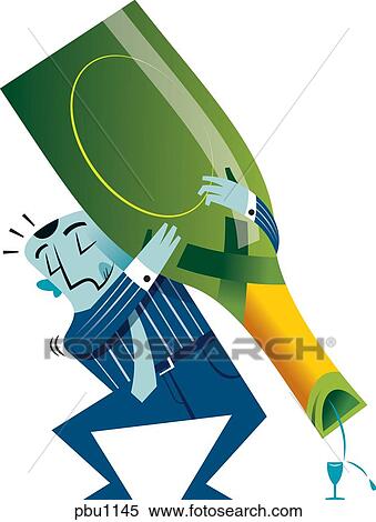 Stock Illustration - A man pouring champagne into a glass. Fotosearch
