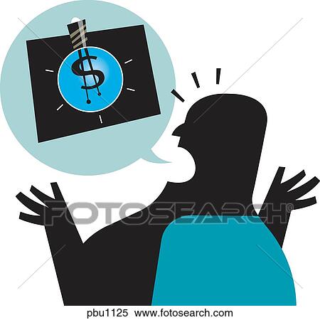 Stock Illustration - A man talking with a light bulb inside of a speech bubble. Fotosearch