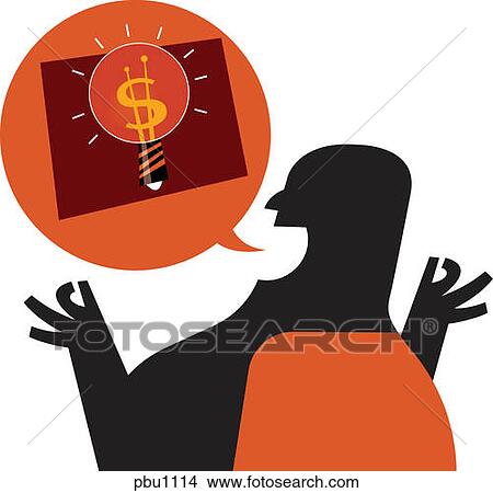 Stock Illustration - A man who's just gotten a bright idea. Fotosearch