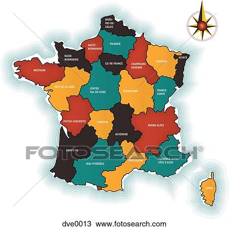 A map of France on a white background View Large Illustration Drawing - A map of France on a white background. Fotosearch