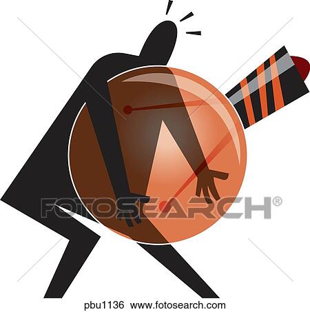 Stock Illustration - A person carrying a big light bulb. Fotosearch