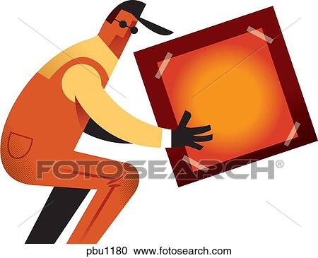 Clipart - A person holding a box. Fotosearch