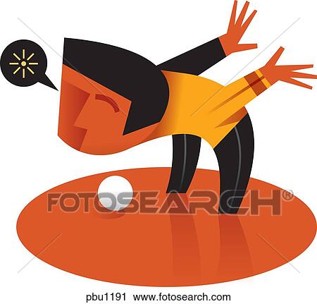 Clip Art - A person preparing to play with a ball. Fotosearch