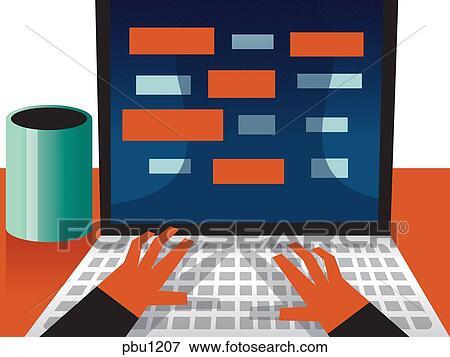A person working on a computer View Large Illustration Stock Illustration - A person working on a computer. Fotosearch