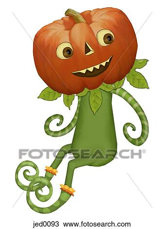 A pumpkin with a body View Large Illustration Drawing - A pumpkin with a body. Fotosearch