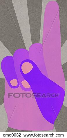 a purple hand holding up a pointer finger View Large Illustration Drawing - a purple hand holding up a pointer finger. Fotosearch