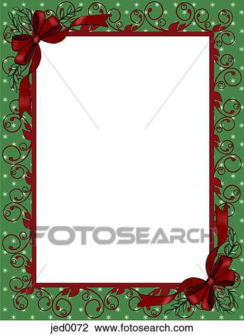 a red and green Christmas border with bows View Large Illustration Drawing - a red and green Christmas border with bows. Fotosearch