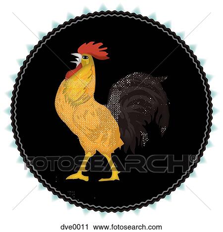 A rooster on a black background View Large Illustration Clip Art - A rooster on a black background. Fotosearch