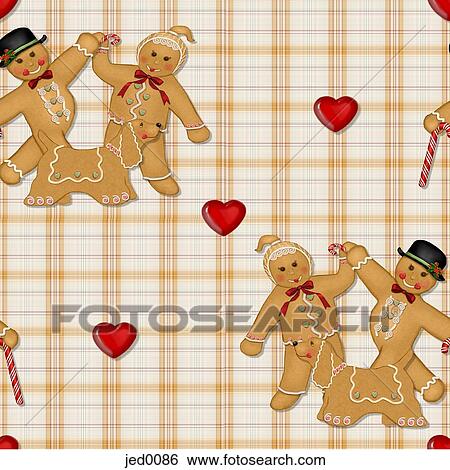 Stock Illustration - A seamless tile of a gingerbread family. Fotosearch