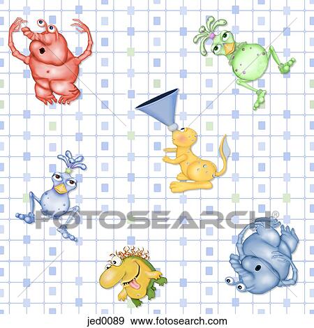 A seamless tile of monsters View Large Illustration Stock Illustration - A seamless tile of monsters. Fotosearch