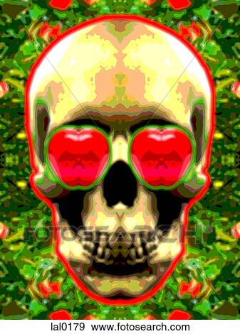 Stock Illustration - A skull with apples in its eyes. Fotosearch