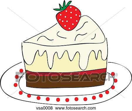 Stock Illustration - A slice of cake topped with a strawberry. Fotosearch