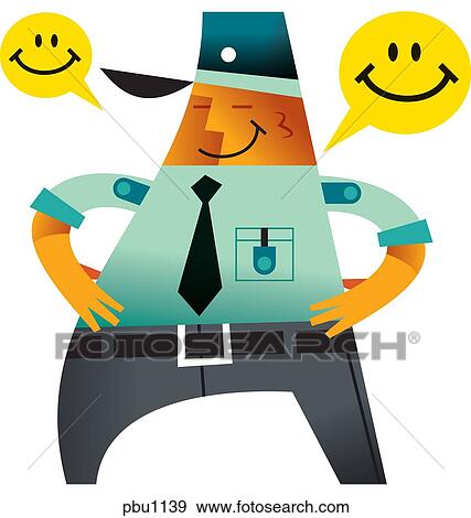 Stock Illustration - A smiling police officer. Fotosearch