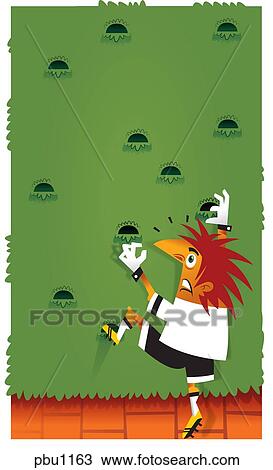 A soccer player climbing a wall View Large Illustration Drawing - A soccer player climbing a wall. Fotosearch