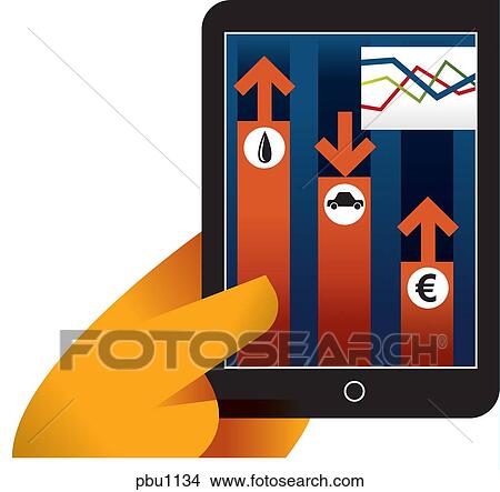 Stock Illustration - A tablet showing stock market results. Fotosearch
