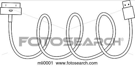 Clip Art - A USB cable against white background. Fotosearch