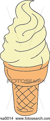 A vanilla ice cream cone View Large Illustration Stock Illustration - A vanilla ice cream cone. Fotosearch