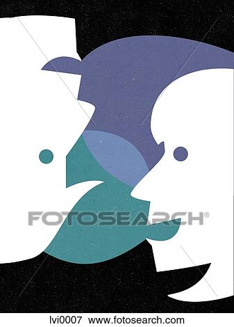 Stock Illustration - A woman and man seeing eye to eye. Fotosearch