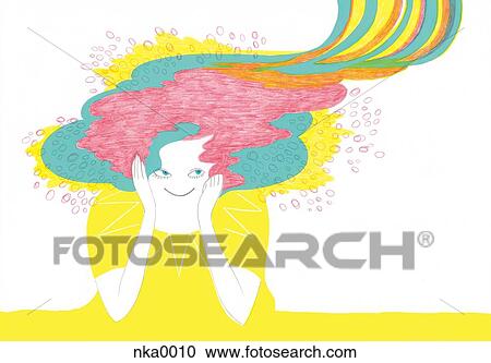 A woman daydreaming View Large Illustration Clipart - A woman daydreaming. Fotosearch