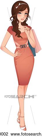Drawing - A woman in a pink dress. Fotosearch