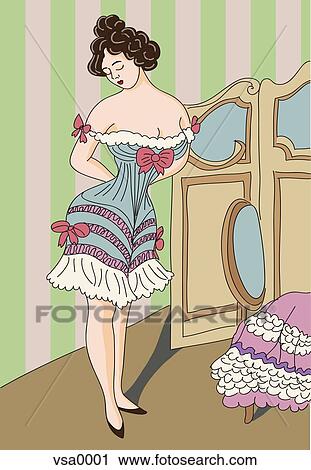 Clip Art - A woman in Victorian lingerie. Fotosearch