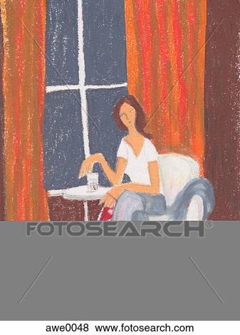 Stock Illustration - A woman putting on a red high heeled shoe. Fotosearch