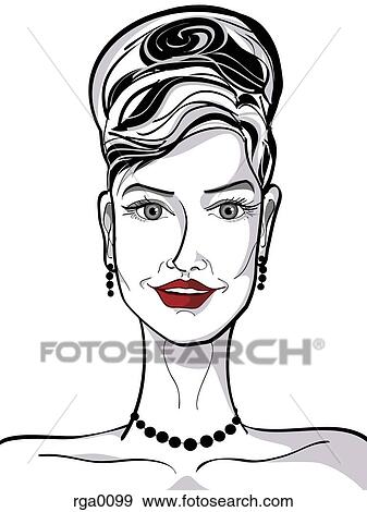 Stock Illustration - A woman with bright red lipstick. Fotosearch