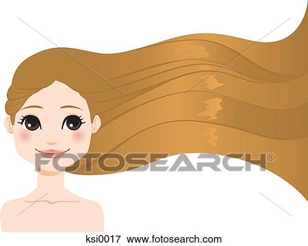 Stock Illustration - A woman with long brown hair. Fotosearch