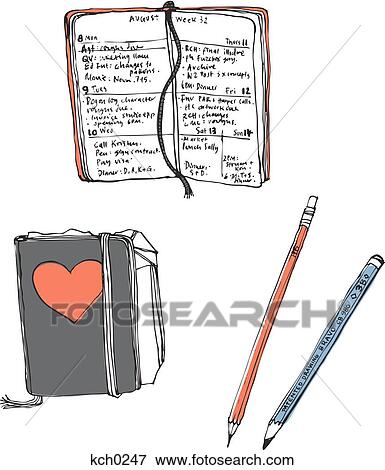 Agenda and pencils View Large Illustration Stock Illustration - Agenda and pencils. Fotosearch