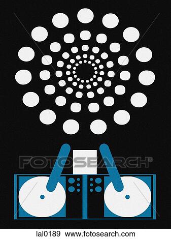 Stock Illustration - An abstract image of a deejay at turntables. Fotosearch