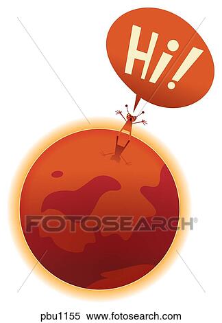 Stock Illustration - An alien saying hi. Fotosearch
