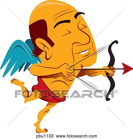 Drawing - An angel carrying a bow and arrow. Fotosearch
