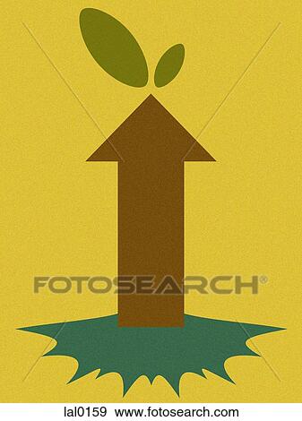 An arrow pointing up with leaves growing on it View Large Illustration Stock Illustration - An arrow pointing up with leaves growing on it. Fotosearch