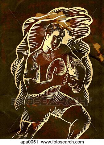 An etching of a rugby player running View Large Illustration Clip Art - An etching of a rugby player running. Fotosearch