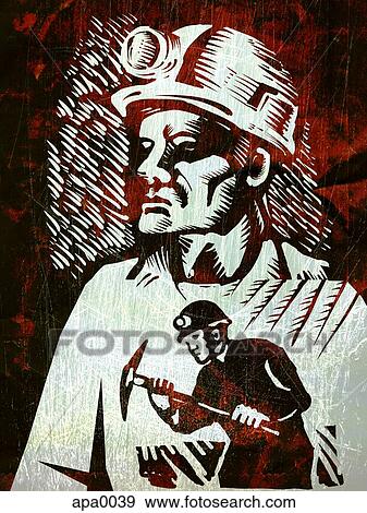 An etching of coal miners View Large Illustration Stock Illustration - An etching of coal miners. Fotosearch