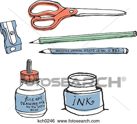 Artist supplies against white background View Large Illustration Stock Illustration - Artist supplies against white background. Fotosearch