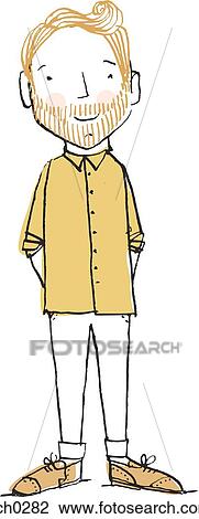 Drawing - Bearded man. Fotosearch