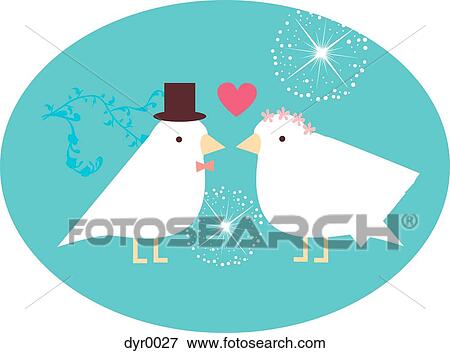 Stock Illustration - Bird bride and grooms. Fotosearch