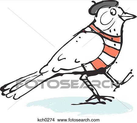 Stock Illustration - Bird wearing beret. Fotosearch