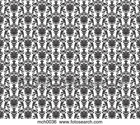Stock Illustration - Black and white damask pattern . Fotosearch