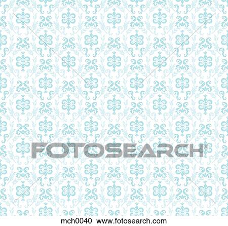 Clipart - Blue and white damask pattern. Fotosearch