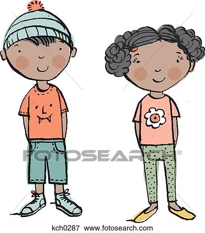 Stock Illustration - Boy and girl. Fotosearch