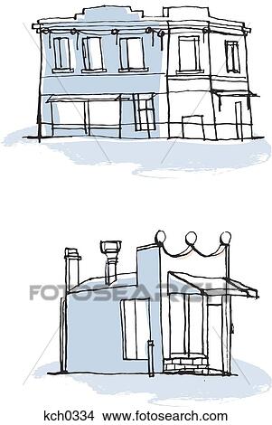 Stock Illustration - Buildings against white background. Fotosearch