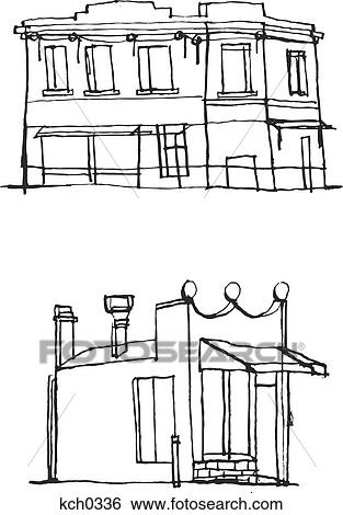 Stock Illustration - Buildings against white background. Fotosearch