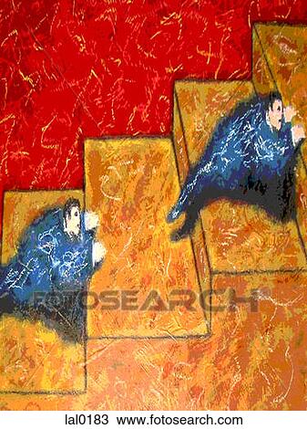 Business people climbing steps View Large Illustration Drawing - Business people climbing steps. Fotosearch