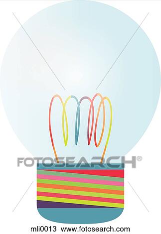 Drawing - Colorful light bulb. Fotosearch