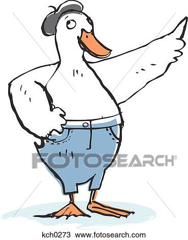 Duck wearing jeans View Large Illustration Drawing - Duck wearing jeans. Fotosearch