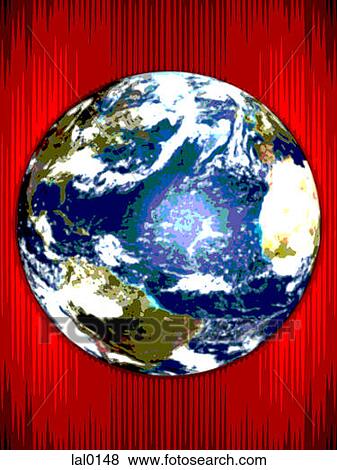 Earth in front of a red background View Large Illustration Stock Illustration - Earth in front of a red background. Fotosearch